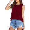 imageOFEEFAN Womens Tank Tops Summer Pleated Crew Neck Sleeveless Tops for Women Ruched Loose08burgundy