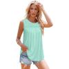 imageOFEEFAN Womens Tank Tops Summer Pleated Crew Neck Sleeveless Tops for Women Ruched Loose11lack Green