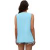imageOFEEFAN Womens Tank Tops Summer Pleated Crew Neck Sleeveless Tops for Women Ruched Loose12light Blue
