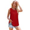 imageOFEEFAN Womens Tank Tops Summer Pleated Crew Neck Sleeveless Tops for Women Ruched Loose13red