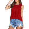 imageOFEEFAN Womens Tank Tops Summer Pleated Crew Neck Sleeveless Tops for Women Ruched Loose13red
