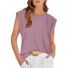 imageOFEEFAN Summer Tops Cap Sleeve Shirts Loose Fit Dressy CasualZdusty Pink