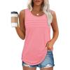 imageOFEEFAN Tank Top for Women Summer Outfits Sleeveless Blouses Dressy Casual Loose Fit Shirts Scooped Neck Pleated Front2light Pink