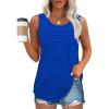 imageOFEEFAN Tank Top for Women Summer Outfits Sleeveless Blouses Dressy Casual Loose Fit Shirts Scooped Neck Pleated Front2royal Blue