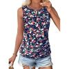 imageOFEEFAN Womens Ruched Tank Tops Crewneck Casual Summer Tops Basic Sleeveless ShirtsPatternedblack Floral
