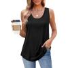 imageOFEEFAN Womens Tank Tops Loose Fit Scoop Neck Casual Summer Tops Curvy HemA Black