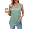 imageOFEEFAN Womens Tank Tops Loose Fit Scoop Neck Casual Summer Tops Curvy HemD Green