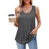 imageOFEEFAN Womens Tank Tops Loose Fit Scoop Neck Casual Summer Tops Curvy HemD Grey