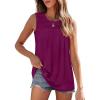 imageOFEEFAN Womens Tank Tops Summer Pleated Crew Neck Sleeveless Tops for Women Ruched Loose10fuchsia Red