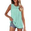 imageOFEEFAN Womens Tank Tops Summer Pleated Crew Neck Sleeveless Tops for Women Ruched Loose11lack Green
