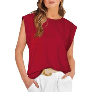 imageOFEEFAN Summer Tops Cap Sleeve Shirts Loose Fit Dressy CasualCred