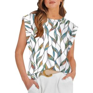 imageOFEEFAN Summer Tops Cap Sleeve Shirts Loose Fit Dressy CasualMulti Color