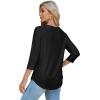 imageOFEEFAN 34 Length Sleeve Womens Tops Dressy Casual Spring Summer Round Neck Loose Fit Casual Eyelet Shirts0black