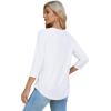 imageOFEEFAN 34 Length Sleeve Womens Tops Dressy Casual Spring Summer Round Neck Loose Fit Casual Eyelet Shirts0white