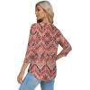imageOFEEFAN 34 Length Sleeve Womens Tops Dressy Casual Spring Summer Round Neck Loose Fit Casual Eyelet ShirtsBohemia