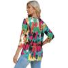 imageOFEEFAN 34 Length Sleeve Womens Tops Dressy Casual Spring Summer Round Neck Loose Fit Casual Eyelet ShirtsColorful