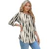 imageOFEEFAN 34 Length Sleeve Womens Tops Dressy Casual Spring Summer Round Neck Loose Fit Casual Eyelet ShirtsDark Spot