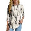 imageOFEEFAN 34 Length Sleeve Womens Tops Dressy Casual Spring Summer Round Neck Loose Fit Casual Eyelet ShirtsDark Spot