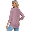 imageOFEEFAN 34 Length Sleeve Womens Tops Dressy Casual Spring Summer Round Neck Loose Fit Casual Eyelet ShirtsDusty Pink
