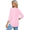 imageOFEEFAN 34 Length Sleeve Womens Tops Dressy Casual Spring Summer Round Neck Loose Fit Casual Eyelet ShirtsPink
