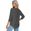 imageOFEEFAN 34 Length Sleeve Womens Tops Dressy Casual Spring Summer Round Neck Loose Fit Casual Eyelet ShirtsWhite Stripe