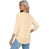 imageOFEEFAN 34 Length Sleeve Womens Tops Dressy Casual Spring Summer Round Neck Loose Fit Casual Eyelet ShirtsYellow