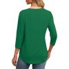 imageOFEEFAN 34 Length Sleeve Womens Tops Round Neck Blouses Dressy Casual Basic Pleated Shirts 2025Green