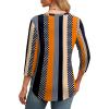 imageOFEEFAN 34 Length Sleeve Womens Tops Round Neck Blouses Dressy Casual Basic Pleated Shirts 2025Patternedkhaki Stripe