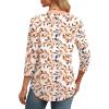 imageOFEEFAN 34 Length Sleeve Womens Tops Round Neck Blouses Dressy Casual Basic Pleated Shirts 2025Patternedleaf Printed