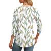 imageOFEEFAN 34 Length Sleeve Womens Tops Round Neck Blouses Dressy Casual Basic Pleated Shirts 2025Patternedwhite Print