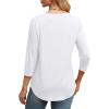 imageOFEEFAN 34 Length Sleeve Womens Tops Round Neck Blouses Dressy Casual Basic Pleated Shirts 2025White