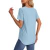 imageOFEEFAN Womens T Shirts V Neck Short Sleeve Casual Tops Loose Fit Basic Tees with Curved HemLight Blue