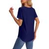 imageOFEEFAN Womens T Shirts V Neck Short Sleeve Casual Tops Loose Fit Basic Tees with Curved HemNavy Blue