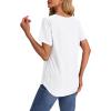 imageOFEEFAN Womens T Shirts V Neck Short Sleeve Casual Tops Loose Fit Basic Tees with Curved HemWhite