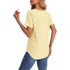 imageOFEEFAN Womens T Shirts V Neck Short Sleeve Casual Tops Loose Fit Basic Tees with Curved HemYellow