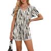 imageOFEEFAN Womens T Shirts V Neck Short Sleeve Casual Tops Loose Fit Basic Tees with Curved HemZblack Spot