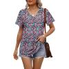 imageOFEEFAN Womens T Shirts V Neck Short Sleeve Casual Tops Loose Fit Basic Tees with Curved HemZboho Floral