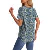 imageOFEEFAN Womens T Shirts V Neck Short Sleeve Casual Tops Loose Fit Basic Tees with Curved HemZfloral Blue