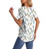 imageOFEEFAN Womens T Shirts V Neck Short Sleeve Casual Tops Loose Fit Basic Tees with Curved HemZmulti Leaf