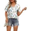 imageOFEEFAN Womens T Shirts V Neck Short Sleeve Casual Tops Loose Fit Basic Tees with Curved HemZmulti Leaf