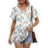 imageOFEEFAN Womens T Shirts V Neck Short Sleeve Casual Tops Loose Fit Basic Tees with Curved HemZmulti Leaf