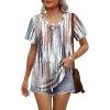 imageOFEEFAN Womens T Shirts V Neck Short Sleeve Casual Tops Loose Fit Basic Tees with Curved HemZtie Dye Brown