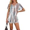 imageOFEEFAN Womens T Shirts V Neck Short Sleeve Casual Tops Loose Fit Basic Tees with Curved HemZtie Dye Brown