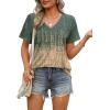 imageOFEEFAN Womens T Shirts V Neck Short Sleeve Casual Tops Loose Fit Basic Tees with Curved HemZtie Dye Grey