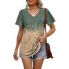 imageOFEEFAN Womens T Shirts V Neck Short Sleeve Casual Tops Loose Fit Basic Tees with Curved HemZtie Dye Grey