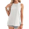 imageOFEEFAN Womens Tank Tops High Neck Summer Tops Eyelet Sleeveless Shirts Loose Fit 2025Awhite