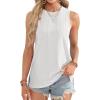 imageOFEEFAN Womens Tank Tops High Neck Summer Tops Eyelet Sleeveless Shirts Loose Fit 2025Awhite