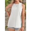 imageOFEEFAN Womens Tank Tops High Neck Summer Tops Eyelet Sleeveless Shirts Loose Fit 2025Awhite