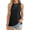 imageOFEEFAN Womens Tank Tops High Neck Summer Tops Eyelet Sleeveless Shirts Loose Fit 2025Bblack