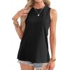 imageOFEEFAN Womens Tank Tops High Neck Summer Tops Eyelet Sleeveless Shirts Loose Fit 2025Bblack